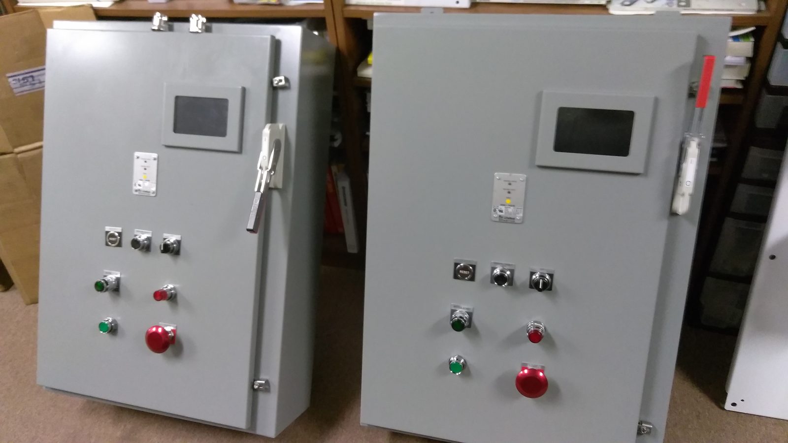 Two operator control enclosures with pilot devices