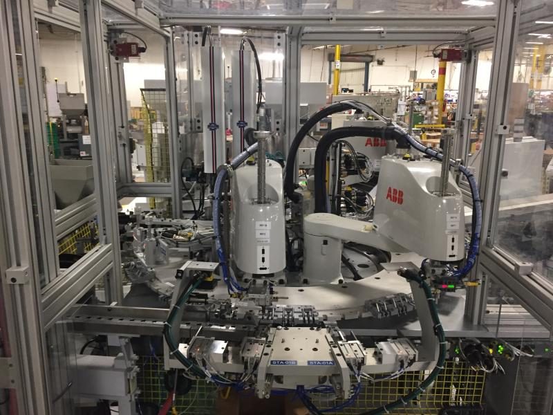 Custom assembly machine frame built by Brew City Robotics