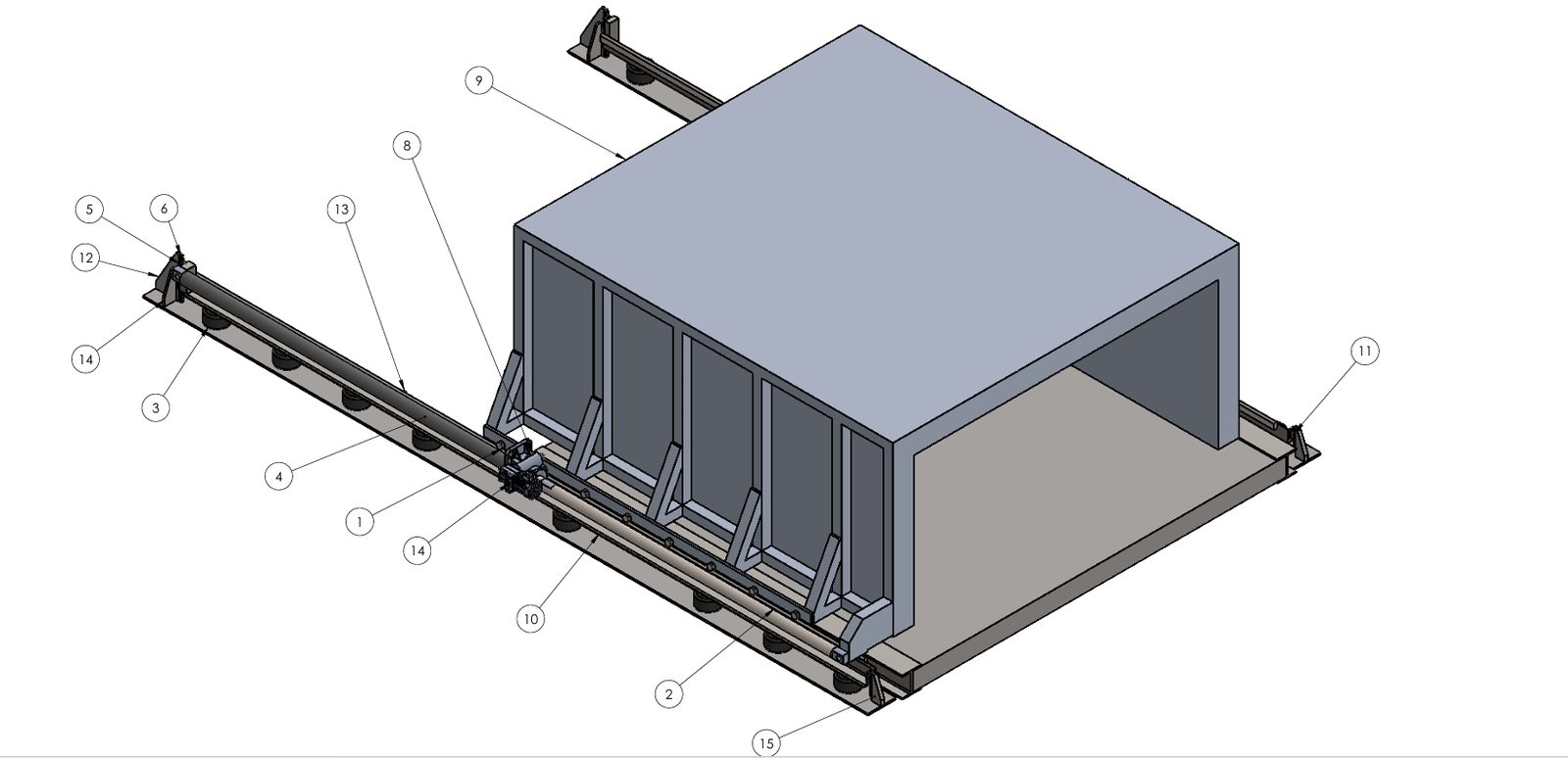 CAD assembly drawing with balloon callouts