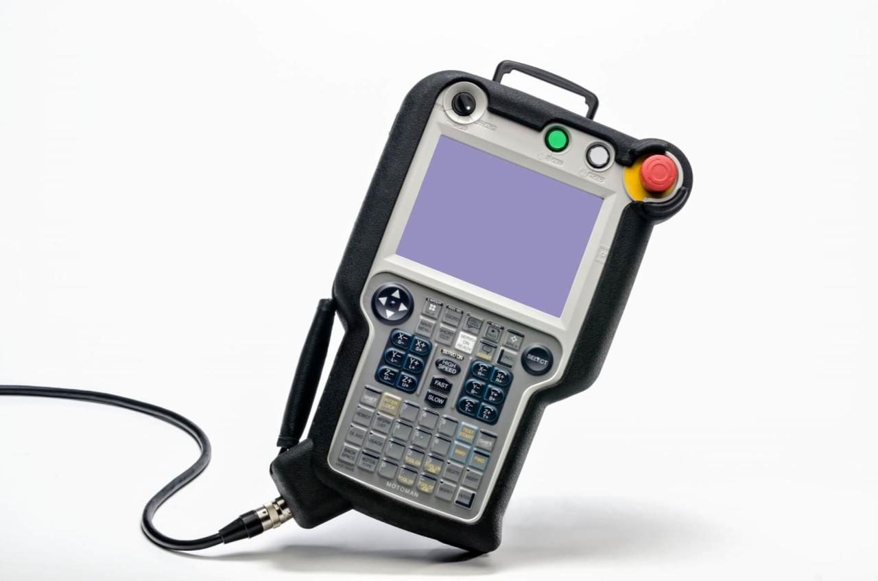 FANUC teach pendant, side view