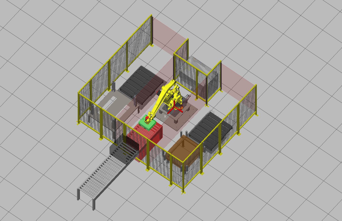 Second view of the simulated robot cell layout
